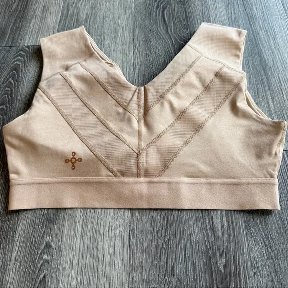 Tommie Copper Beige Zip-Front Sports Bra Size XL
